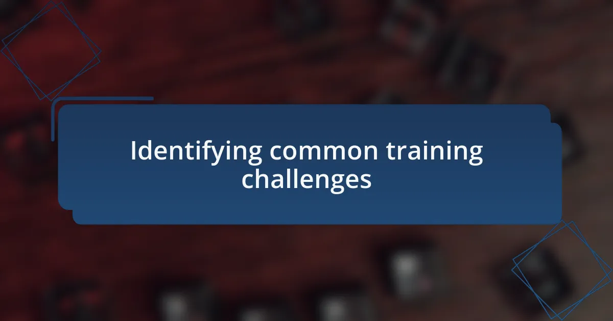 Identifying common training challenges