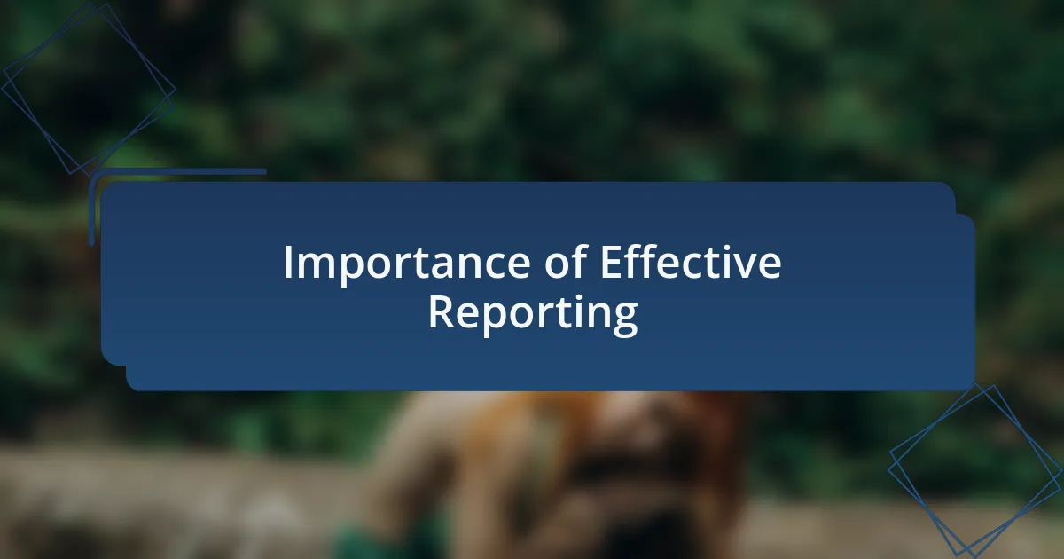 Importance of Effective Reporting