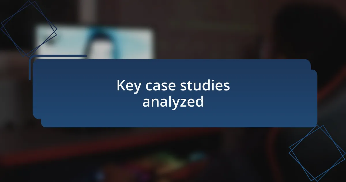 Key case studies analyzed