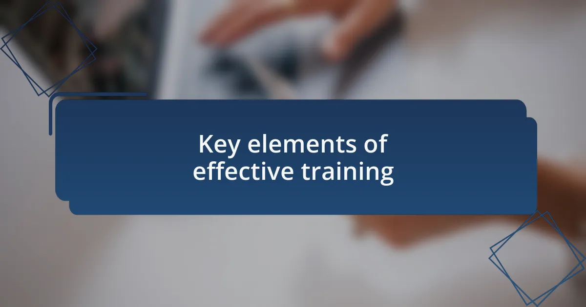 Key elements of effective training