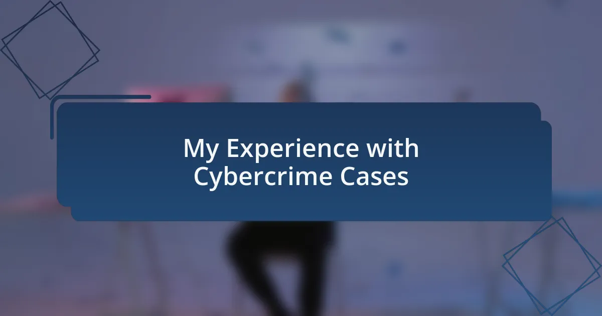 My Experience with Cybercrime Cases