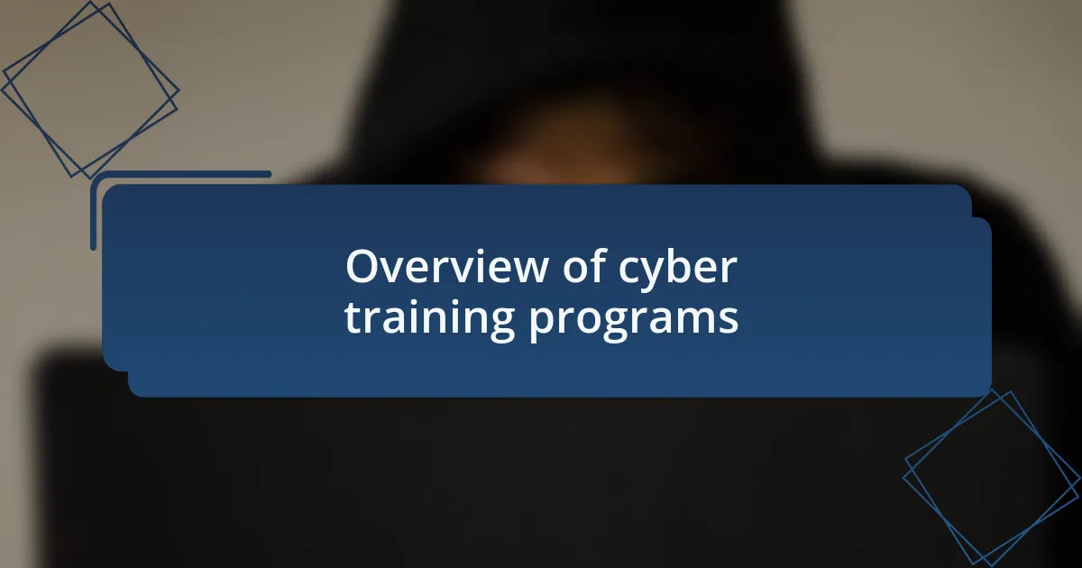 Overview of cyber training programs